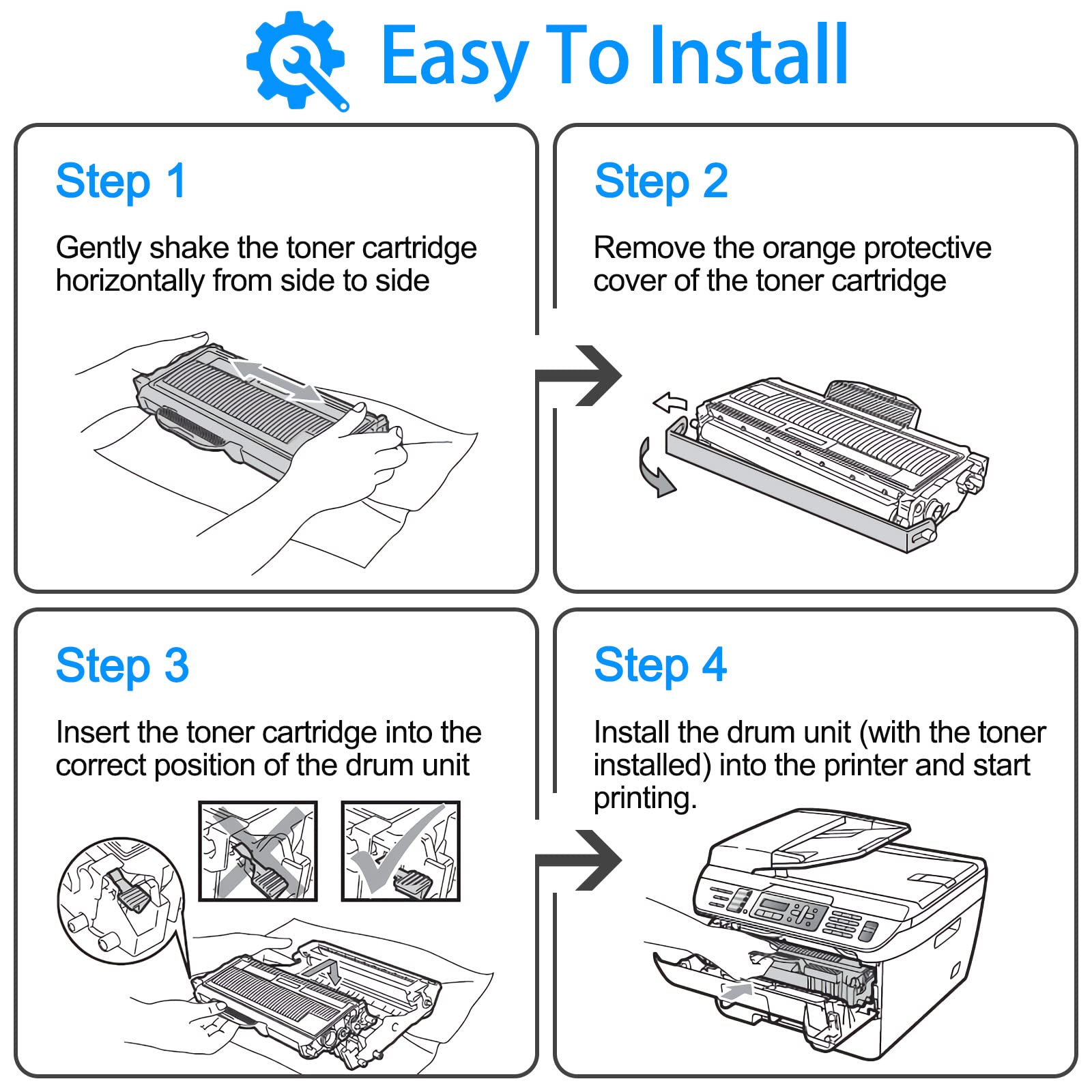 NineLeaf 2 Pack Combo TN630 TN-660 TN660 Toner Cartridge DR630 DR-630 Drum Unit Compatible for Brother HL-L2380DW MFC-L2740DW DCP-L2540DW Printer (1 Black Toner +1 Drum)