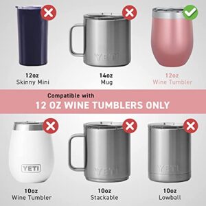 4 Wine Tumbler Lids 12 oz Spill Proof - 2.9 Inch Diameter - No Leak Splash Proof Replacement Silicon Slider Locking Closure, 4 Lids For Tumbler Open Close by C&Berg