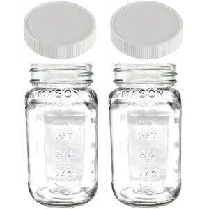 jarming collections glass regular mouth 24 oz mason jars with lids & bands - bpa free plastic storage lids - made in usa - 24oz mason jars regular mouth 24 oz with lids - set of 2