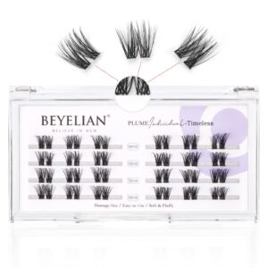 beyelian diy eyelash extension,cluster lashes individual false eyelashes extension natural look reusable glue bonded super thin clear band 24 lash clusters (style2 0.07 mix clear band)