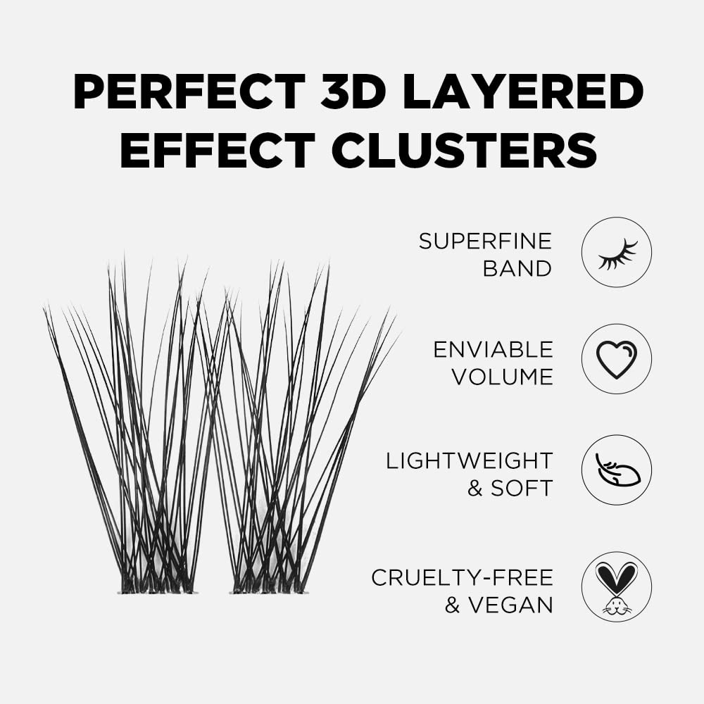BEYELIAN DIY Eyelash Extension,Cluster Lashes Individual False Eyelashes Extension Natural Look Reusable Glue Bonded Super Thin Clear Band 24 Lash Clusters (Style2 0.07 Mix Clear Band)