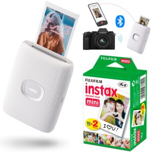 fujifilm instax mini link instant smartphone printer (ash) with instax film pack (2 items)