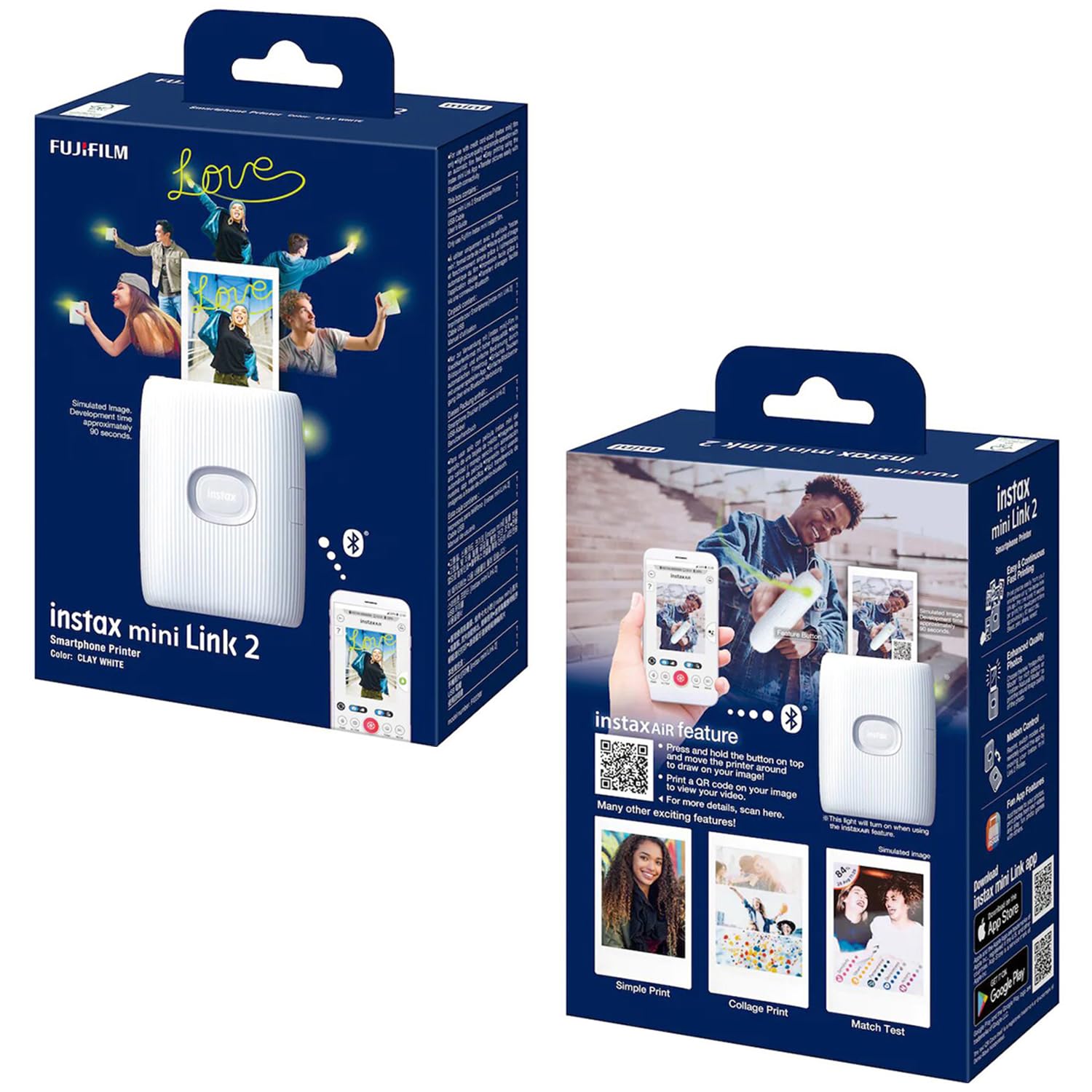 Fujifilm Instax Mini Link Instant Smartphone Printer (ASH) with Instax Film Pack (2 Items)