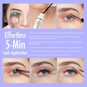 DIY Eyelash Extension,Cluster Lashes Individual False Eyelashes Extension Natural Look Reusable Glue Bonded Black Super Thin Band 48 Lash Clusters Mix by BEYELIAN (Style5 0.07 Mix Black Band)