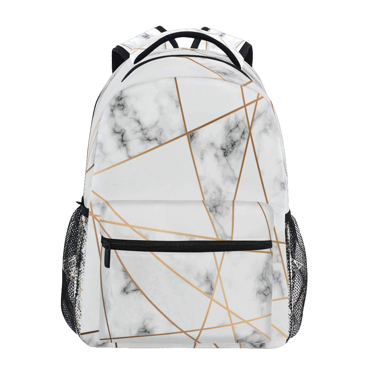 AUUXVA Backpack Geometric Marble Print Travel Daypack Large Capacity Rucksack High School Book Bag Computer Laptop Bag for Girls Boys Women Men