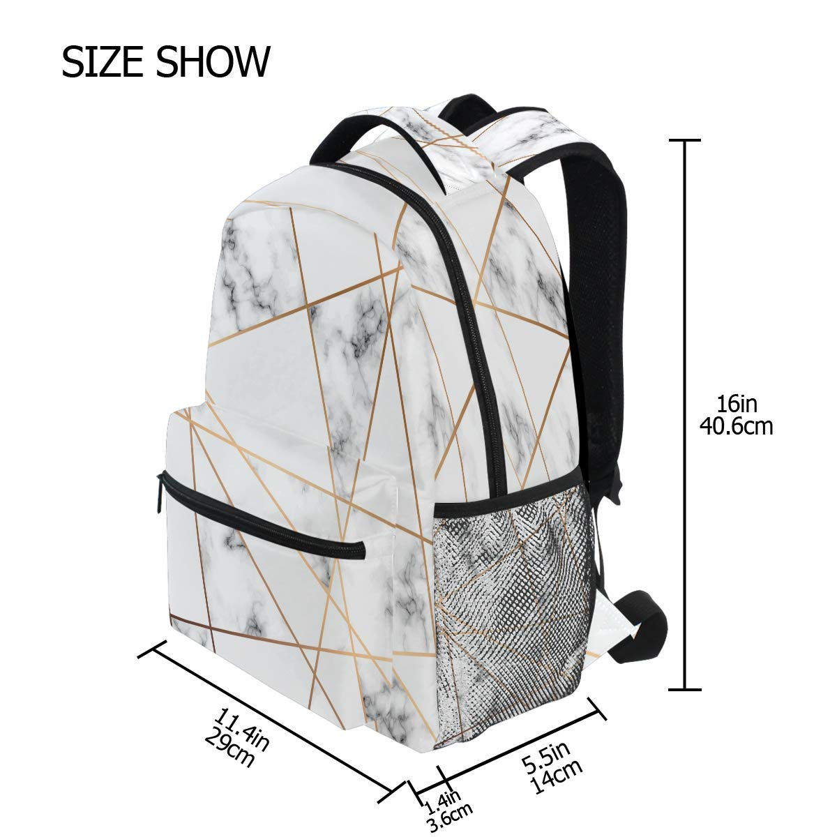 AUUXVA Backpack Geometric Marble Print Travel Daypack Large Capacity Rucksack High School Book Bag Computer Laptop Bag for Girls Boys Women Men