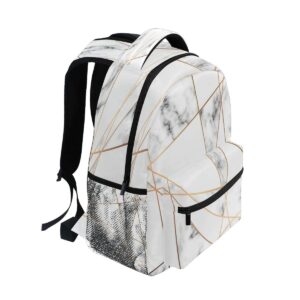 AUUXVA Backpack Geometric Marble Print Travel Daypack Large Capacity Rucksack High School Book Bag Computer Laptop Bag for Girls Boys Women Men