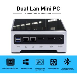 WEIDIAN Mini Desktop PC Quad Core i7 7820HK Windows 10 Mini Computer 16GB DDR4 512GB SSD Double Display 4K 60Hz Gigabit Ethernet HD DP M.2 Wi-Fi&BT4.2 Micro Desktop Small Computer