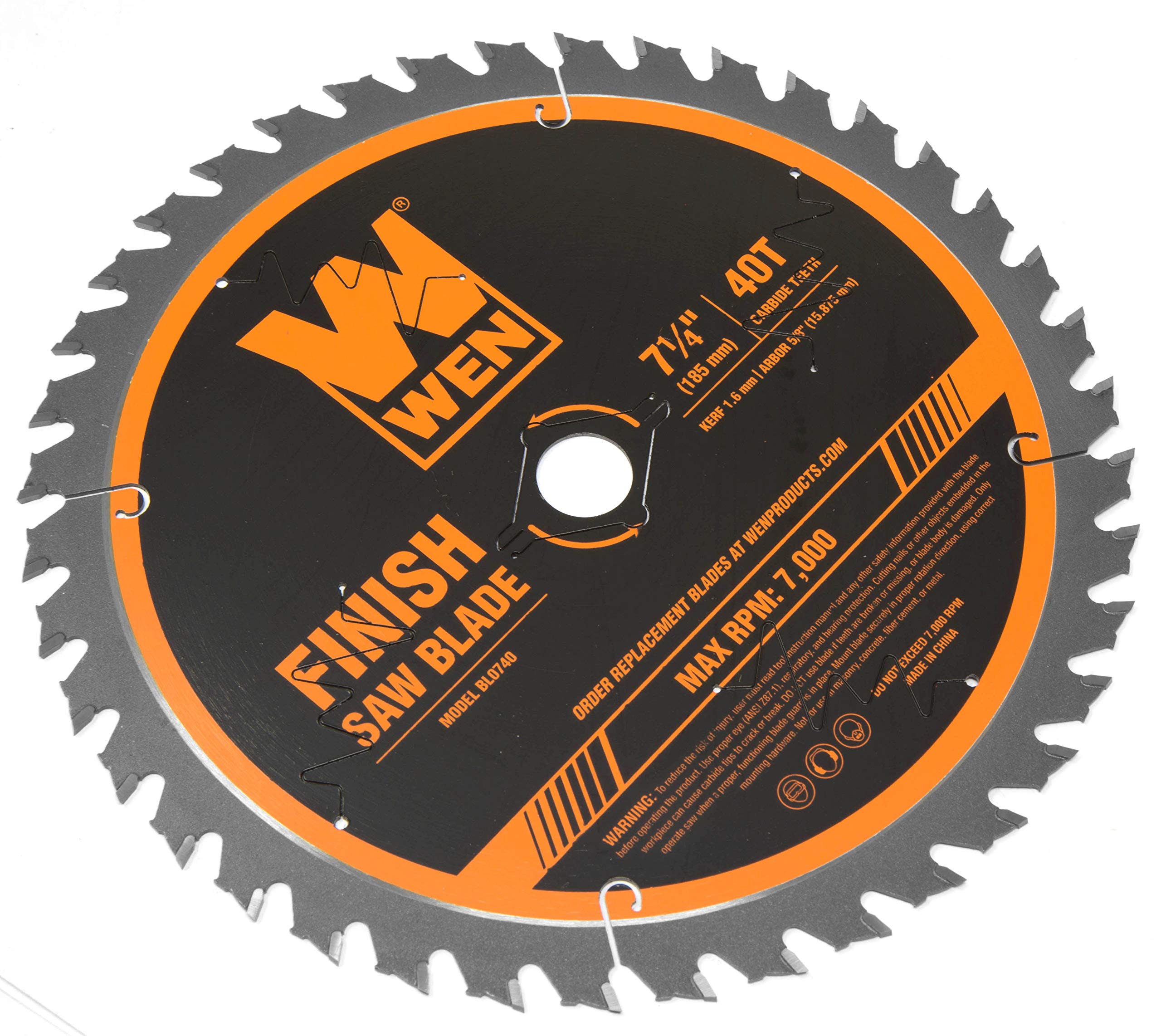 WEN BL0740 7.25-Inch 40-Tooth Carbide-Tipped Professional Finish Saw Blade for Miter Saws and Circular Saws