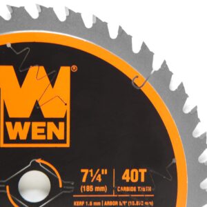 WEN BL0740 7.25-Inch 40-Tooth Carbide-Tipped Professional Finish Saw Blade for Miter Saws and Circular Saws