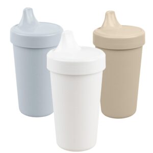 re-play made in usa 10 oz. sippy cups for toddlers, set of 3 - reusable spill proof cups for kids, dishwasher/microwave safe - hard spout sippy cups for toddlers 3.13 x 6.25, seashell