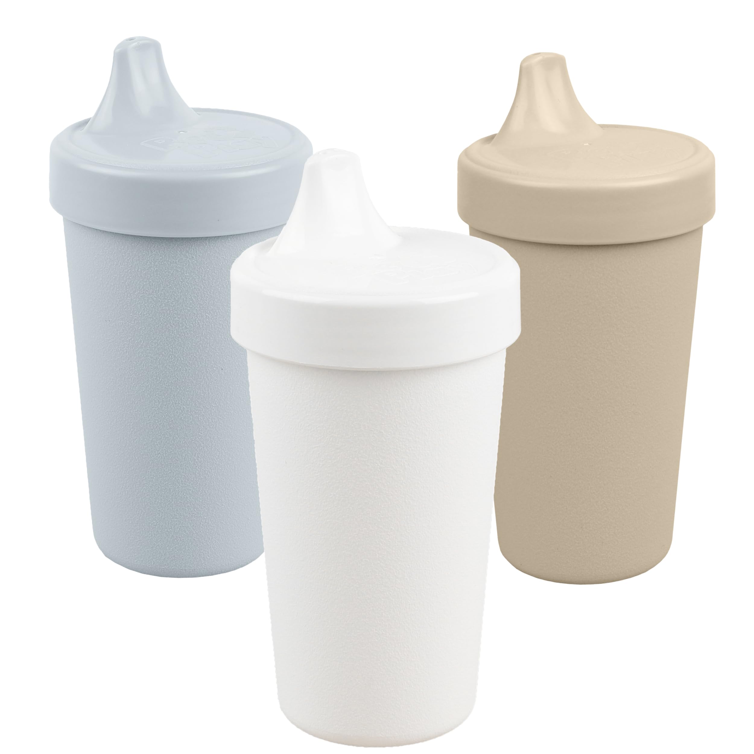 Re-Play Made in USA 10 Oz. Sippy Cups for Toddlers, Set of 3 - Reusable Spill Proof Cups for Kids, Dishwasher/Microwave Safe - Hard Spout Sippy Cups for Toddlers 3.13 x 6.25, Seashell