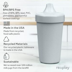 Re-Play Made in USA 10 Oz. Sippy Cups for Toddlers, Set of 3 - Reusable Spill Proof Cups for Kids, Dishwasher/Microwave Safe - Hard Spout Sippy Cups for Toddlers 3.13 x 6.25, Seashell