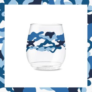 TOSSWARE POP 14oz Vino Camo Series, SET OF 6, Premium Quality, Recyclable, Unbreakable & Crystal Clear Plastic Printed Glasses