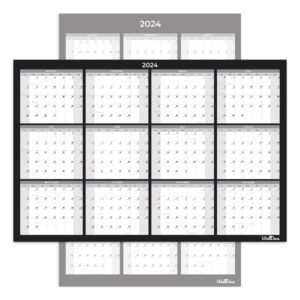 walldeca large dry erase calendar for wall - 2024 wall calendar dry erase monthly yearly planner - laminated white board calendar sheet - horizontal/vertical layout - 24" x 36" dry erase wall calendar