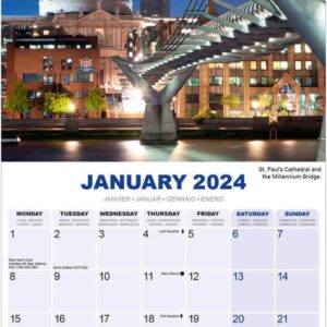 2023 2024 London Monthly Wall Calendar - Travel Calendar - 12 x 24 Open - Thick No-Bleed Paper - Giftable - Academic Teacher's Planner Calendar Organizing & Planning Calendar