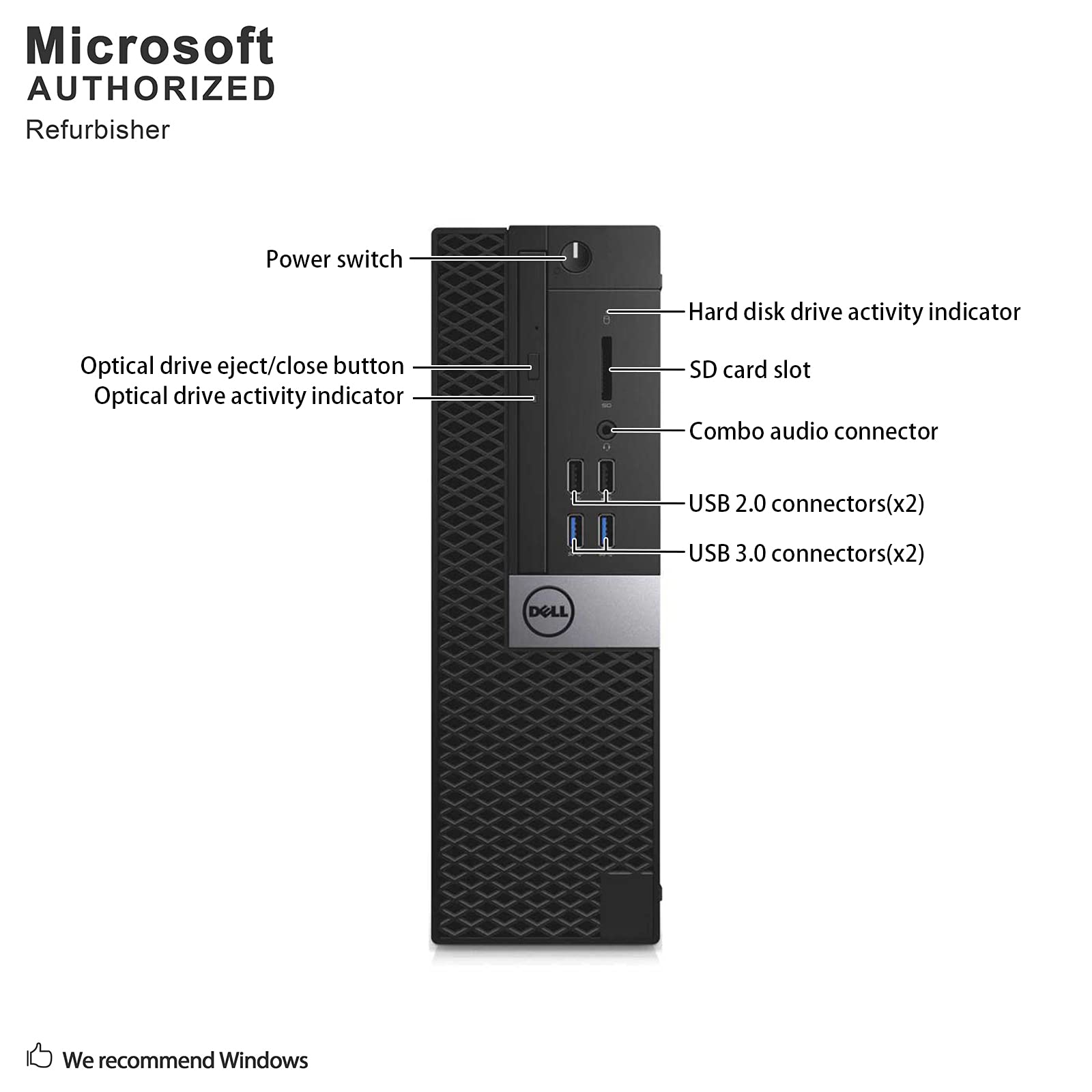 Dell Optiplex 7040 | Small Form Factor | Intel 6th Gen i5-6500 | 8GB 2666MHz DDR4 | 256GB Solid State Drive SSD | Windows 10 Professional (Renewed)