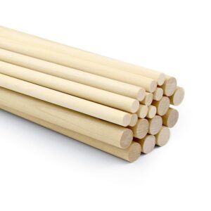 20 pcs wooden dowel rods for craft, unfinished natural wood craft dowel sticks 1/4 inch / 2/5 inch x 12 inch