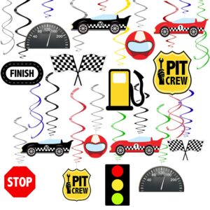 48 Pcs Race Car Party Decorations - Race Car Birthday Party Favors Race Car Party Supplies Race Car Party Hanging Swirls Decorations