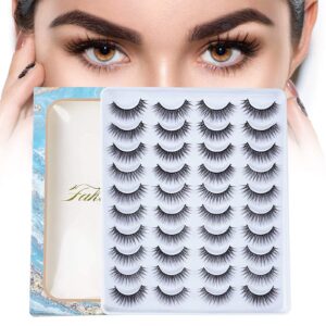 20 pairs false eyelashes natural faux mink | natural look|100% handmade|reusable| fluffy volume long thick lashes |12mm