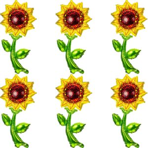 6 pieces 36 inch sunflower balloons sunflower birthday party decorations supplies yellow aluminum foil balloon garland for summer sunflower theme party wedding baby shower decor