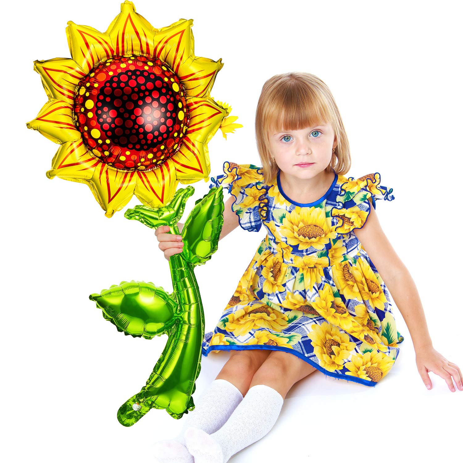 6 Pieces 36 Inch Sunflower Balloons Sunflower Birthday Party Decorations Supplies Yellow Aluminum Foil Balloon Garland for Summer Sunflower Theme Party Wedding Baby Shower Decor