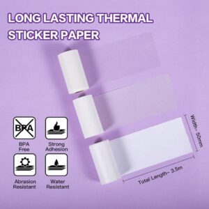 Phomemo M02s Mini Bluetooth Thermal Pocket Printer (Purple) with 3 Rolls Adhesive White/Gold/Silver Glitter Sticker Paper, Compatible with iOS + Android for Plan Journal, Study Notes, DIY, Work, Gift