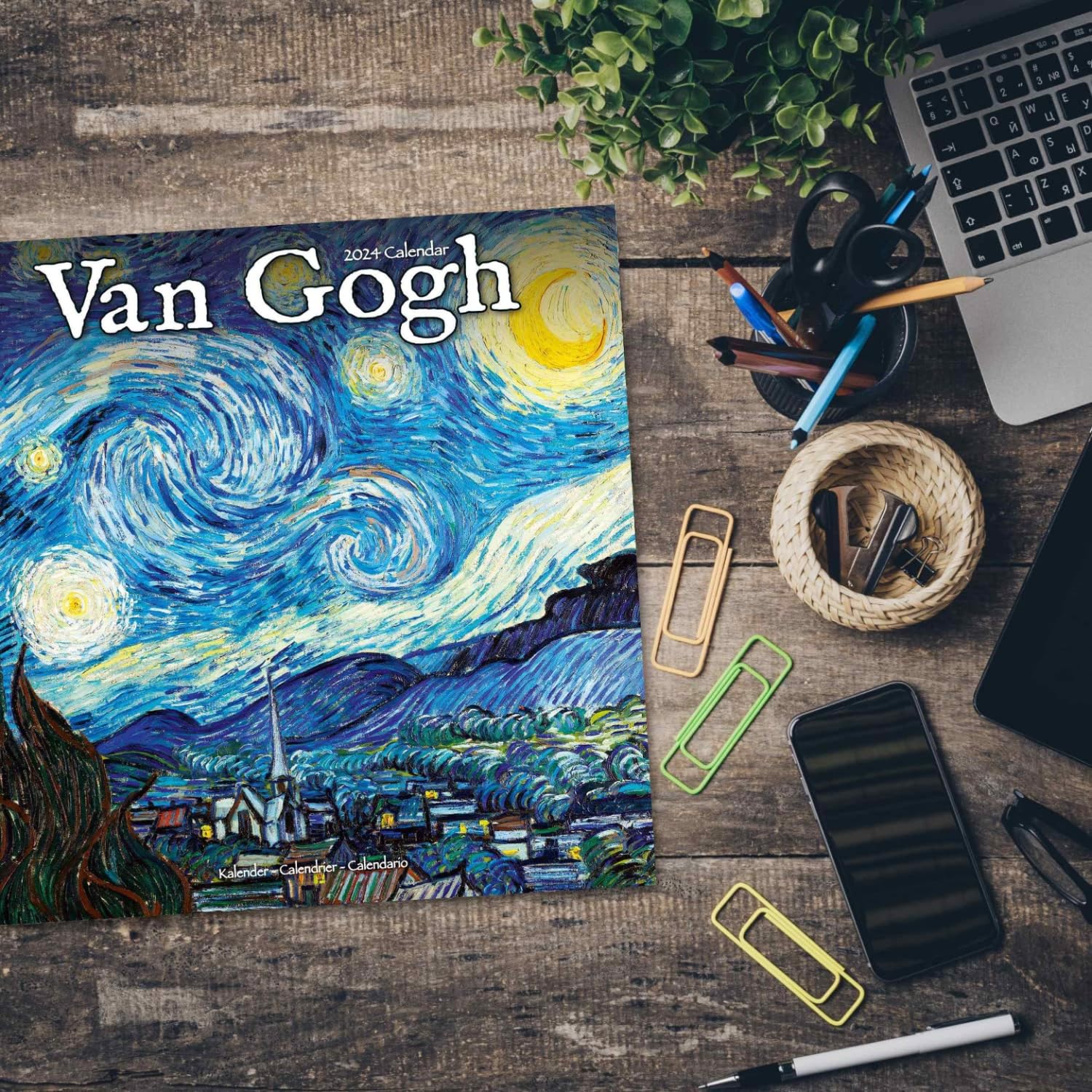 2023 2024 Van Gogh Calendar - Artists Monthly Wall Calendar - 12 x 24 Open - Thick No-Bleed Paper - Giftable - Academic Teacher's Planner Calendar Organizing & Planning