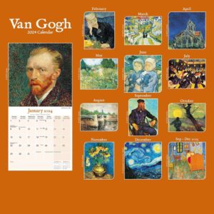 2023 2024 Van Gogh Calendar - Artists Monthly Wall Calendar - 12 x 24 Open - Thick No-Bleed Paper - Giftable - Academic Teacher's Planner Calendar Organizing & Planning