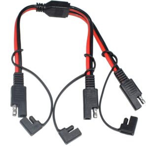 14AWG DC SAE 1 to 2 Automotive Extension Cable with Weatherproof Cover,Y SAE Splitter for Solar Panel Battery