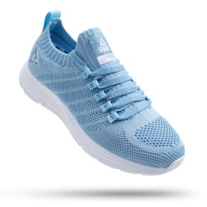 peak womens lightweight walking shoes - comfortable slip-on sneakers for running, tennis, gym, casual workout sky blue