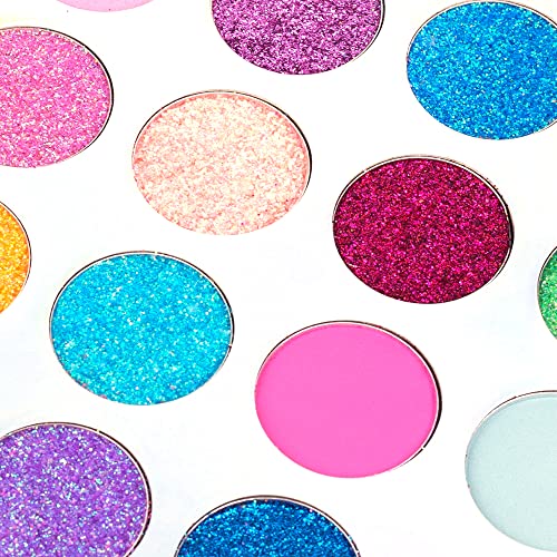 POZILAN 24 Colors Glow in the Dark Glitter Eyeshadow Palette, Fluorescent Neon Eye Shadow, Pigmented Bright Colorful Matte Shimmer Halloween Makeup Palettes Cosmetics