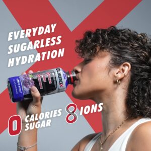 SueroX Zero Sugar Electrolyte Drink for Hydration and Recovery, Unique Blend of Electrolytes & 8 Ions, Zero Calorie Sports Drink, 21.3 Fl Oz, Grape Boost, 12 Count