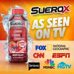 SueroX Zero Sugar Electrolyte Drink for Hydration and Recovery, Unique Blend of Electrolytes & 8 Ions, Zero Calorie Sports Drink, 21.3 Fl Oz, Grape Boost, 12 Count