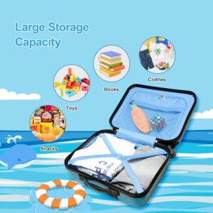 GinzaTravel 3D Little Whale Cute Children's Luggage Sit and Ride Trolley Case 18-inch Universal Wheel Travel Case for Boys and Girls