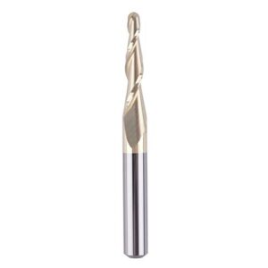 spetool tapered ball nose end mill 1/4" shank with 1/16" cutting radius (1/8" diameter) for 3d carving engraving router bit, zrn coated