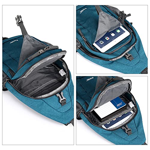 G4Free Sling Bag RFID Blocking Sling Backpack Crossbody Chest Bag Daypack for Hiking Travel(Teal Blue)