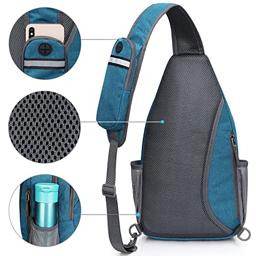 G4Free Sling Bag RFID Blocking Sling Backpack Crossbody Chest Bag Daypack for Hiking Travel(Teal Blue)