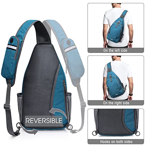 G4Free Sling Bag RFID Blocking Sling Backpack Crossbody Chest Bag Daypack for Hiking Travel(Teal Blue)