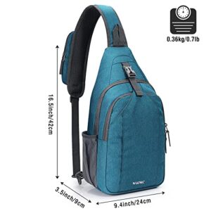 G4Free Sling Bag RFID Blocking Sling Backpack Crossbody Chest Bag Daypack for Hiking Travel(Teal Blue)