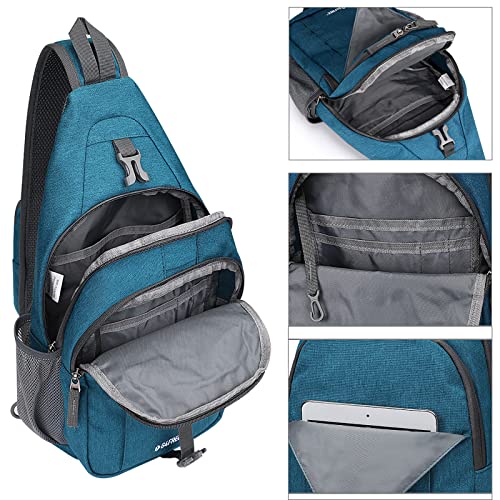 G4Free Sling Bag RFID Blocking Sling Backpack Crossbody Chest Bag Daypack for Hiking Travel(Teal Blue)