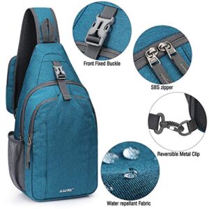 G4Free Sling Bag RFID Blocking Sling Backpack Crossbody Chest Bag Daypack for Hiking Travel(Teal Blue)