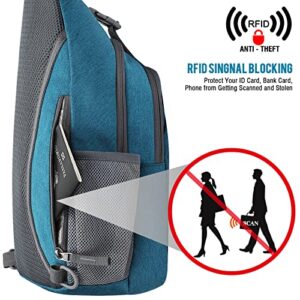 G4Free Sling Bag RFID Blocking Sling Backpack Crossbody Chest Bag Daypack for Hiking Travel(Teal Blue)