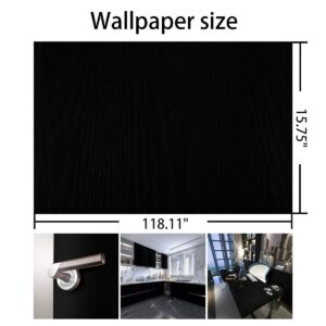 BAYYA Black Wood Texture Contact Paper Thicken Dark Wood Grain Look Wallpaper Peel Stick Countertops Table Counter Top Covers Waterproof Self Adhesive Removable Vinyl Wallpaper DIY Furniture Stickers