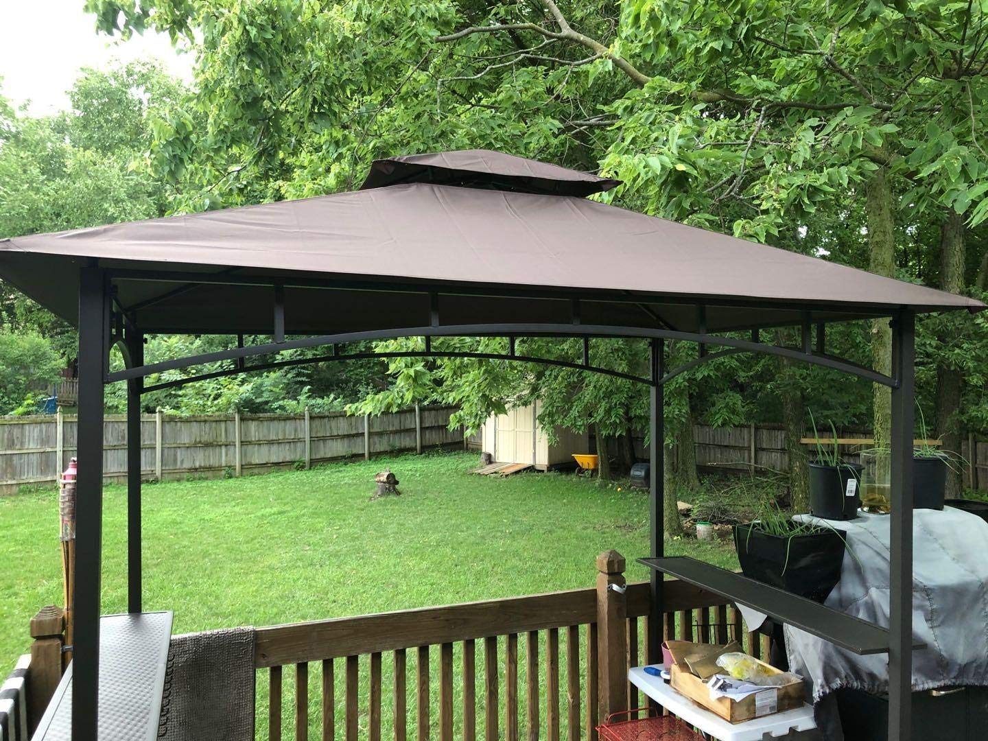 8'x 5' Gazebo Canopy Tent with Air Vent Tent for BBQ Outdoor Patio Grill Gazebo, Party Patios Large Garden Commercial Use Backyard Events Etc, Easy to Assemble, Elegant Design, Good Stability, Brown