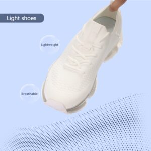 LUCKY STEP Women Air Cushion Fashion Sneakers Breathable Casual Comfortable Lightweight Walking Shoes(White,6 B(M) US)