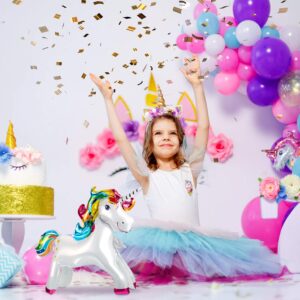 10 Pieces Unicorn Balloons Rainbow Unicorn Balloons Unicorn Horse Foil Balloons Unicorn Birthday Party Decoration for Girls Baby Shower Unicorn Theme Party Supplies