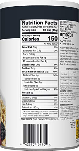 Amazon Brand - Happy Belly Steel Cut Oats, 1.56 pound (Pack of 1)