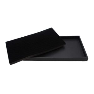 n'icepackaging 1 qty black plastic jewelry tray w/midnight black 144 ct ring foam insert companion - full size 14.75” x 8.38” x1