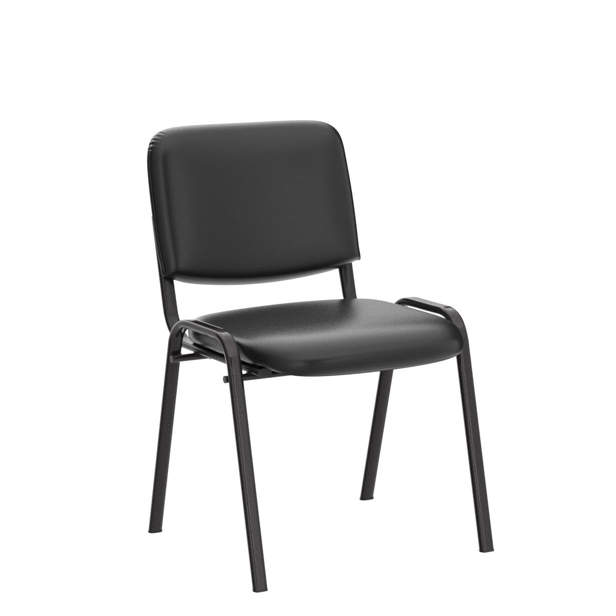 Waiting Room Chairs Stackable Conference Room Chairs No Wheels Office Guest Chair No Arms Reception Chairs for School Breakroom Banquet Church Lobby (Leather-Cushion,Black,5PCS)